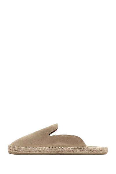 Derimod Beige Suede Leather Women's Espadrille Slippers - 24sfd 206210