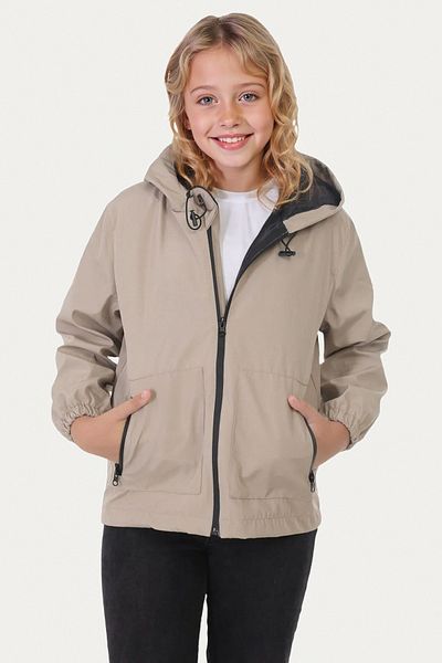 Riverstorm Girl's Stone Lined Water and Windproof Hooded Double Zipper Pocket Raincoat