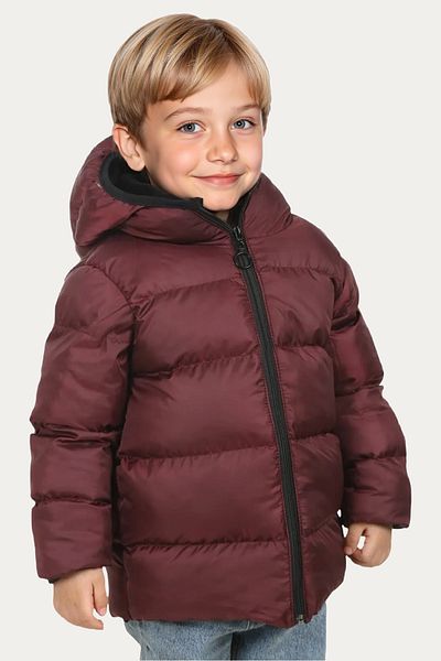 Riverstorm Boy's Burgundy Fleece Inside Furry Hooded Waterproof Wind Resistant Inflatable Winter Jacket