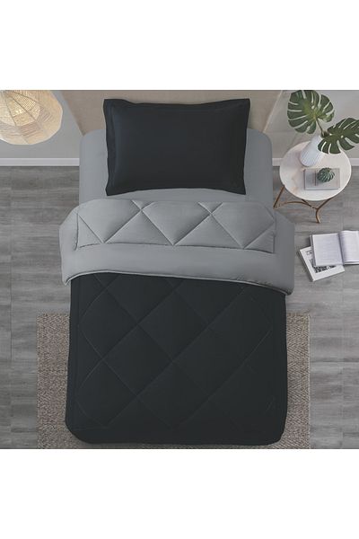Donetella 2-Piece Comforter Set – Single Size 170x230 cm, Microfiber, Solid Quilted 350 Gsm Filling
