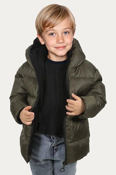 Riverstorm Boy's Khaki Fleece Inside Hooded Waterproof Wind Resistant Inflatable Winter Coat & Coat