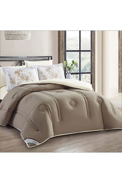 Donetella 6-piece Comforter Set – King Size 260x240 Cm, Microfiber, Digital Quilted 350 Gsm Filling