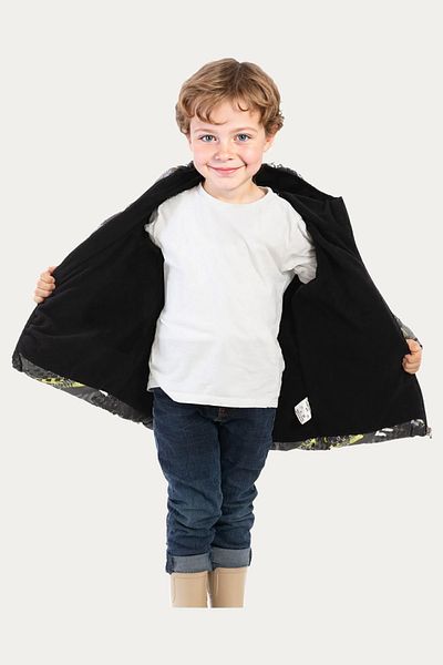 Riverstorm Boys' Winter Jacket - Yellow, Black, Digital Pattern, Fleece Water and Windproof, Hooded