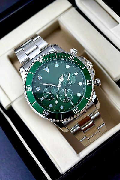 Güncel Vitrin Premium Edition Green&Silver Ipc Plated Men Wrist Watch