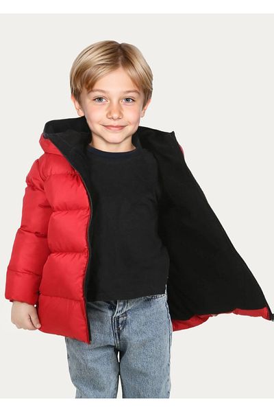 Riverstorm Boy's Red Inner Fleece Hooded Waterproof Wind Resistant Inflatable Winter Jacket & Coat