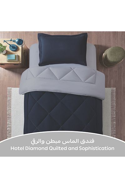 Donetella 2-Piece Comforter Set – Single Size 170x230 cm, Microfiber, Solid Quilted 350 Gsm Filling