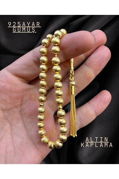 Erbab i Kehribar 925 Sterling Silver Prayer Beads – Gold Plated & Leather Box Gift