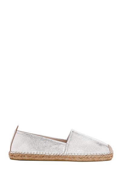 Derimod Silver Leather Women's Espadrille - 24sfd 206832