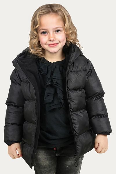 Riverstorm Girl's Black Fleece Lined Hooded Waterproof Windproof Inflatable Winter Coat & Coat
