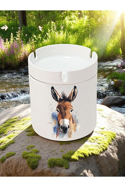 lili hediyelik Donkey Printed 3-Pece Ceramic Ashtray Ashtray - Δώρο γενεθλίων για άνδρα γυναίκα