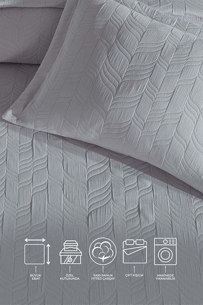 Elart Double Gray Fashion Bedding Set - 6 Pieces