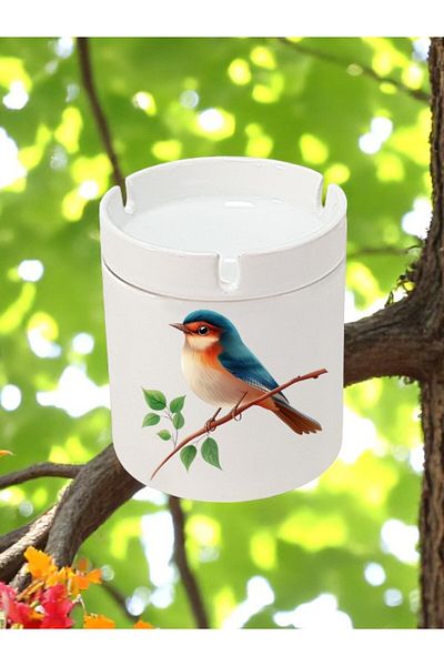 lili hediyelik Set de 3 suporturi de cenușă din ceramică cu imprimeu de păsări
