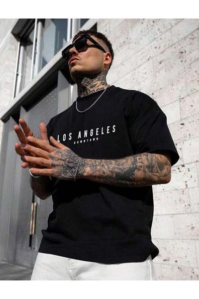VBSVİBES oversize shape black t-shirt printed