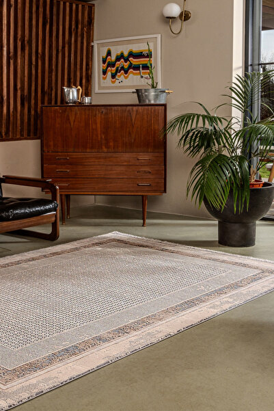 KREASYON HALI Gallery 1162 Bej Uzun Ömürlü Yumuşak Dokulu Salon Mutfak Koridor Oturma Odası Yolluk Halı