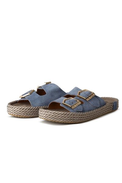 Letafia Papuci Armon Blue din piele naturală - cu cataramă