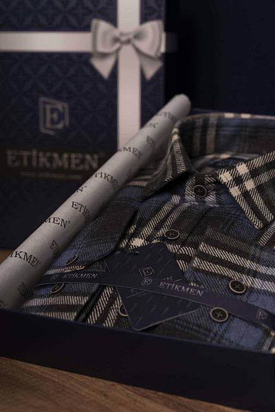 Etikmen Тъмносиня тениска риза с шарки Lumberjack