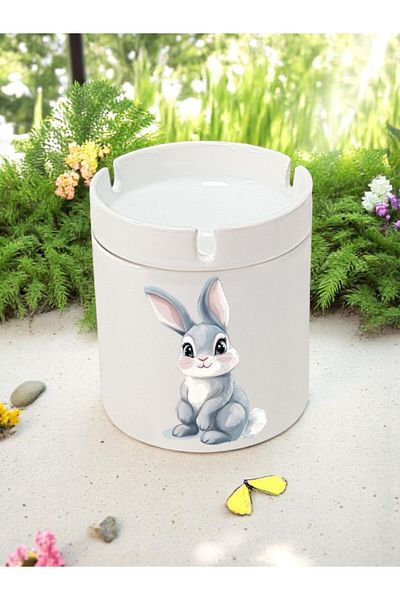 lili hediyelik Rabbit Printed 3-Pece Ceramic Ashtray Ashtray - Δώρο γενεθλίων για άνδρα γυναίκα