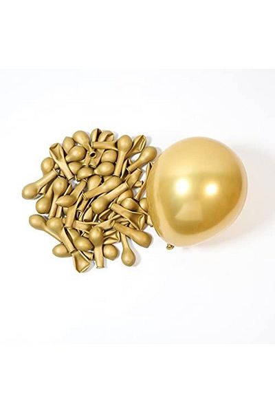 Deniz Party Store 5 Inch Tiny Chrome Balloon 12.5 Cm Diameter 10 Pieces Gold Color
