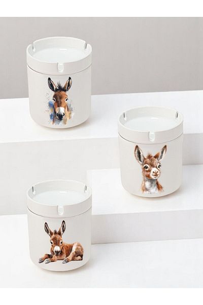 lili hediyelik Donkey Printed 3-Pece Ceramic Ashtray Ashtray - Δώρο γενεθλίων για άνδρα γυναίκα