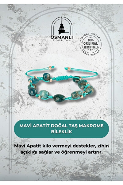 OSMANLI DOĞAL TAŞ سوار مكرامية من حجر الأباتيت الأزرق الطبيعي