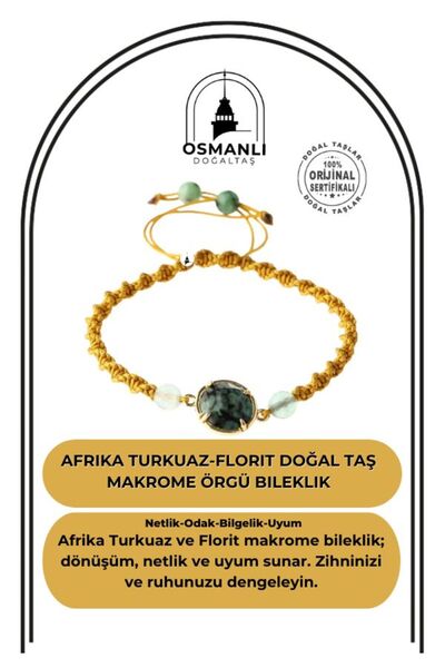 OSMANLI DOĞAL TAŞ Afrika Turkuaz-florit Doğal Taş Makrome Örgü Bileklik