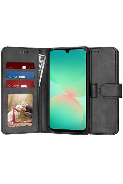 SKYDDAR INNOVATION Husă pentru Samsung Galaxy A26 5G, Elite Book, tip carte, cu portofel interior, rezistentă la șocuri, neagră, set de autocolante