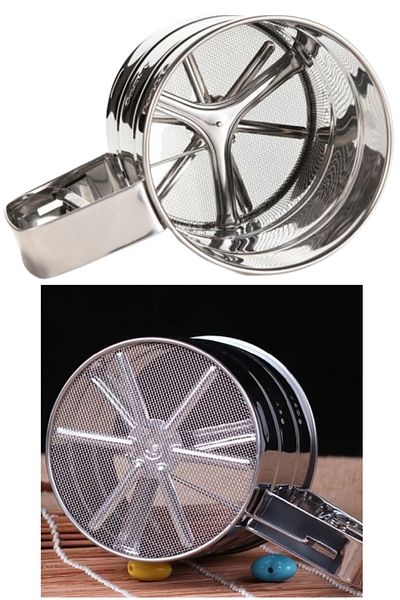 Kent Pazarı Stainless Metal Flour Sieve - Luxury Practical Design