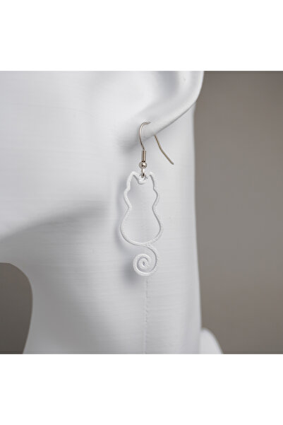 Craftory 3D Curly Tail Cat Silhouette Earring