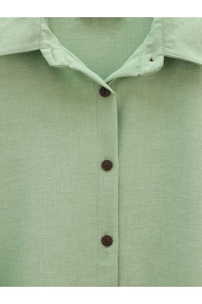 Modamorfo Buttoned Trousers Shirt Linen Suit - Water Green
