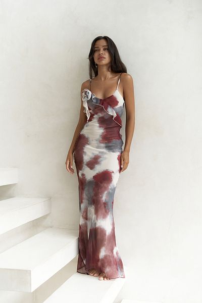 BOHEMAİ Λεπτομερές μακρύ φόρεμα Purtyas Ruffle