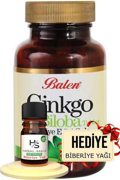 Balen Ginkgo Biloba Tablet Food Supplement 600 Mg 60 Pieces Hrblsglk Rosemary Oil (Gift)