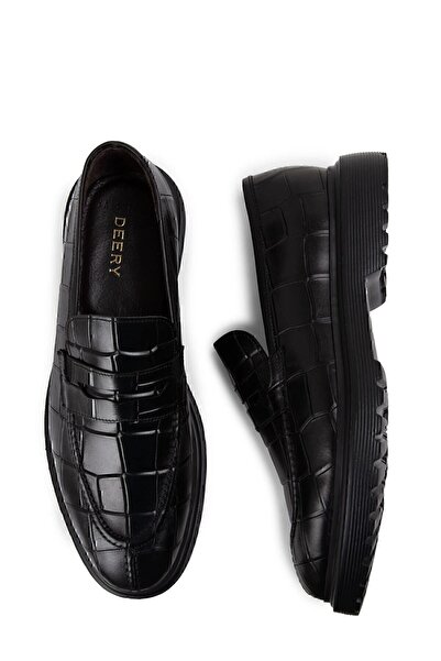 Deery Черни мъжки мокасини от естествена кожа