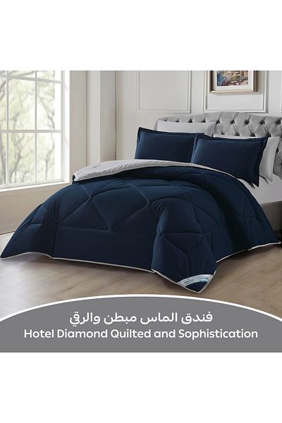 Donetella 6-piece Comforter Set – King Size 260x240 Cm, Microfiber, Solid Quilted 350 Gsm Filling