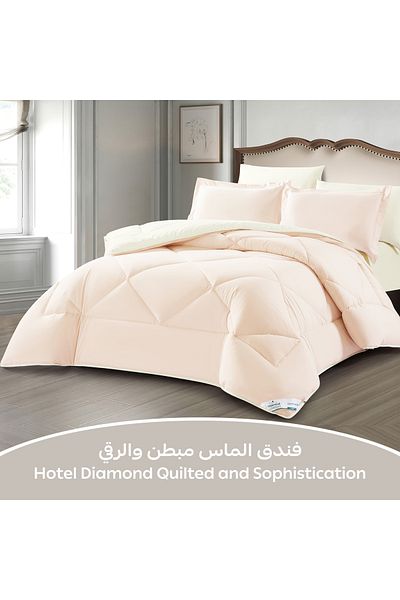 Donetella طقم لحاف من 6 قطع - مقاس كينج 260 × 240 سم، مصنوع من الألياف الدقيقة، مبطن بحشوة 350 جرامًا للمتر المربع