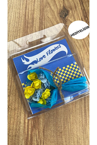 VANİSCE Love Flowers Sarı Mavi FB Tasarım Çiçek Buketi, Sevgili, Arkadaş 2'li Bileklik Seti