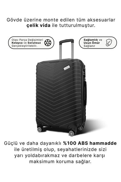 Wexta Valiz Orta Boy Valiz Bavul Wx-1001 Siyah Seyahat Bavul