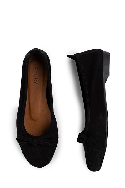 Deery Γνήσιες γυναικείες μπαλαρίνες από γνήσιο σουέντ μαύρο