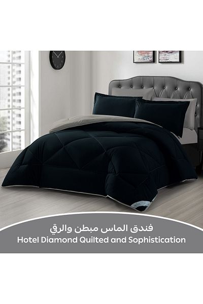 Donetella 6-piece Comforter Set – King Size 260x240 Cm, Microfiber, Solid Quilted 350 Gsm Filling
