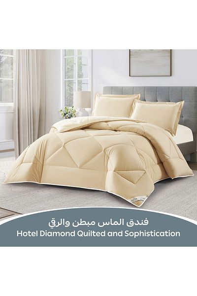 Donetella 3-Piece Comforter Set – King Size 260x240 cm, Microfiber, Solid Quilted 350 Gsm Filling