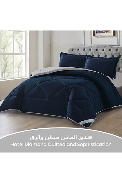 Donetella 3-Piece Comforter Set – King Size 260x240 cm, Microfiber, Solid Quilted 350 Gsm Filling
