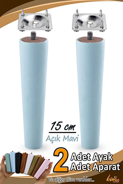 GLASWEN 2 bucăți picioare din lemn 15 cm albastru deschis cu dispozitive de conectare cu șuruburi M8 pentru mobilier dulap scaun canapea suport A