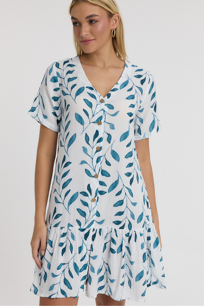 Heaven Ephesus Γυναικείο φόρεμα - Μουσελίνα Μοτίβο Ελιάς Φόρεμα Datça - 3055