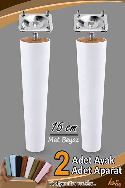 GLASWEN 2 bucăți picioare din lemn 15 cm alb cu dispozitive de conectare cu șuruburi M8 pentru mobilier dulap scaun picior de susținere a canapelei