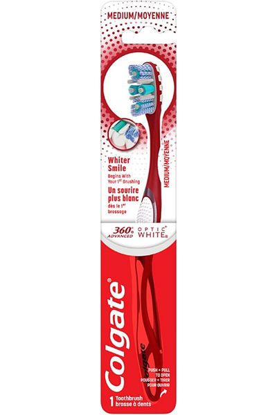 Colgate 360 Optic White Full Head Toothbrush, Medium