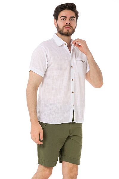 Heaven Ephesus Men's Shirt Collar Short Sleeve Linen Shirt - 4510