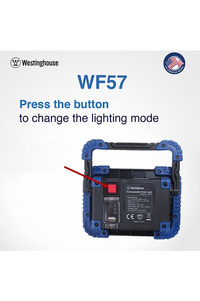 Westinghouse Wf-57n Rechargeable 2-in-1 Work Light & Power Bank, 1400lm Cob Led, 3 Lighting Modes