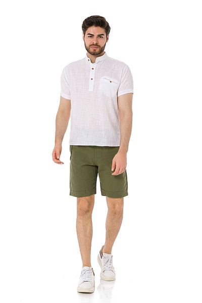 Heaven Ephesus Prevailing Collar Short Sleeve Half Placket Linen Shirt - 4600