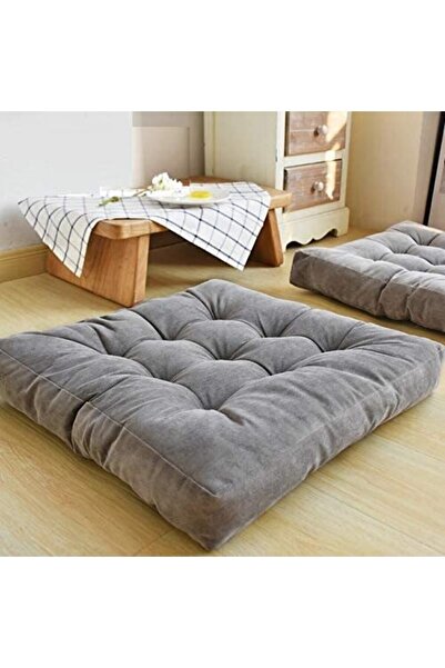 İstanbul kumaş Dekoratif Kadifemsi Kumaş Yer & Palet Minderi 60x60x10 (GÖRSELDEKİ ÜRÜN)-GRİ