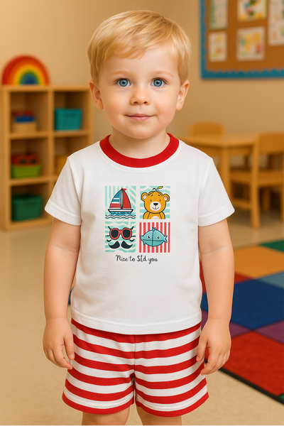 Melekpare Summer T-Shirt Set with Shorts for Baby Boys and Girls - 100% Cotton