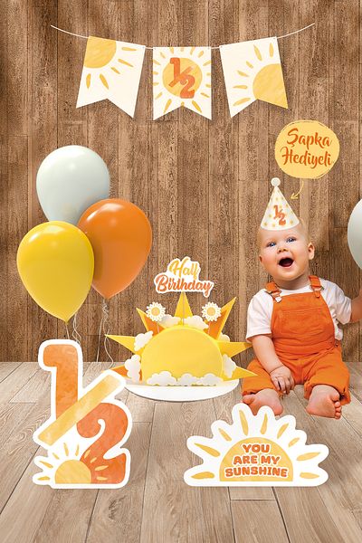 Hey Parti Sun Themed Half Age 6 Month Birthday Party Set